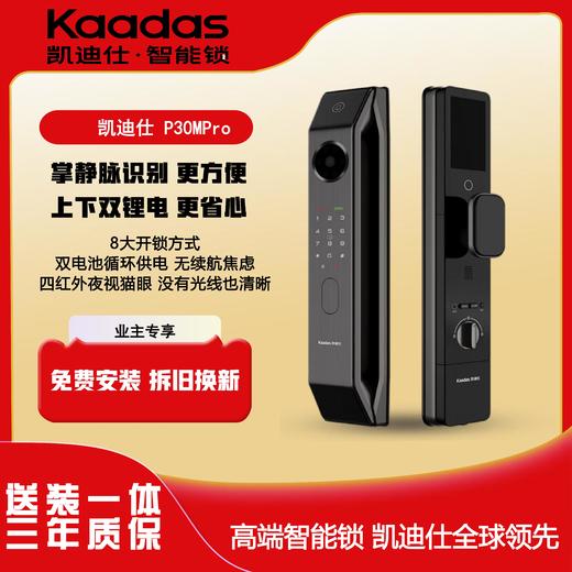 【四川】凯迪仕(Kaadas)P30MPro 掌静脉夜视猫眼侦测全自动防盗门电子锁指纹锁密码门锁 太空灰 P30MPro【掌静脉+智能猫眼+大屏】 商品图0