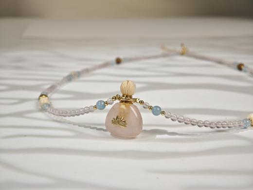 MELI&MOLI| 芙蓉石小号福袋镶莲花吊坠沉香珠点缀珠串项链 商品图2