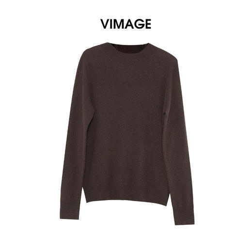 VIMAGE纬漫纪低圆领简约时尚百搭秋冬新款针织衫V2401114 商品图7