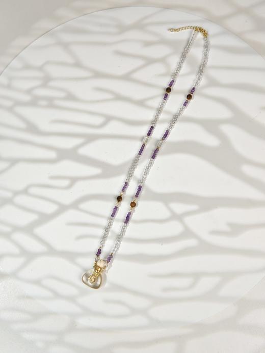 MELI&MOLI| 白水晶小号福袋镶莲花吊坠沉香珠点缀珠串项链 商品图2