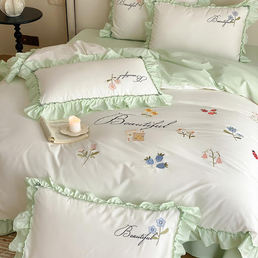 自然醒亲肤全棉水洗棉刺绣四件套-繁花似锦AN 商品图8