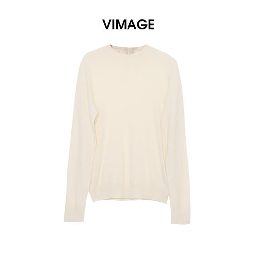VIMAGE纬漫纪低圆领简约时尚百搭秋冬新款针织衫V2401114 商品图5