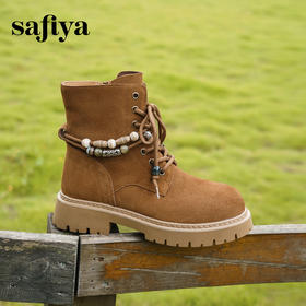 预售|Safiya/索菲娅2025民族风串珠复古休闲百搭户外工装厚底马丁靴SFD4116414