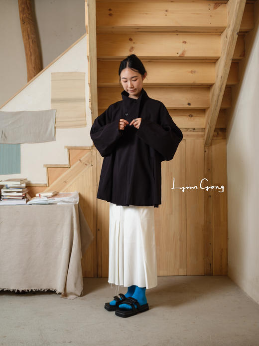 不对称压褶长裙 商品图0