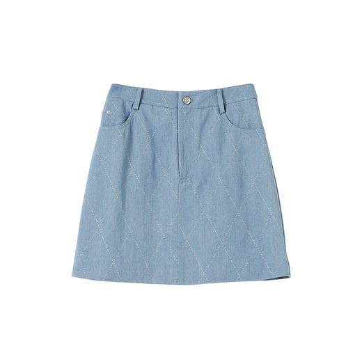 维修下架-VIMAGE纬漫纪水蓝色小A字时尚减龄短款半裙V2406117 商品图5