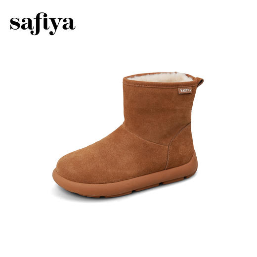 Safiya/索菲娅2025冬季平底纯色百搭加绒加厚丑萌圆头保暖雪地靴SFD411A169 商品图10