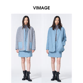 维修下架-VIMAGE纬漫纪内外可两穿休闲减龄时尚冬季新款保暖外套V2403114