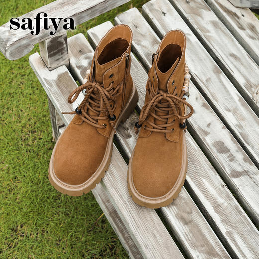 预售|Safiya/索菲娅2025民族风串珠复古休闲百搭户外工装厚底马丁靴SFD4116414 商品图3
