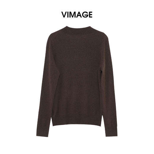 VIMAGE纬漫纪低圆领简约时尚百搭秋冬新款针织衫V2401114 商品图8