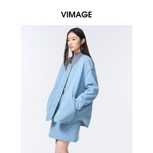 维修下架-VIMAGE纬漫纪内外可两穿休闲减龄时尚冬季新款保暖外套V2403114 商品图1