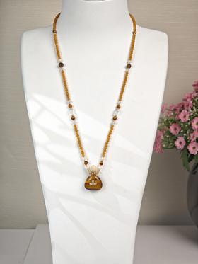 MELI&MOLI| 虎眼石小号福袋镶莲花吊坠沉香珠点缀珠串项链