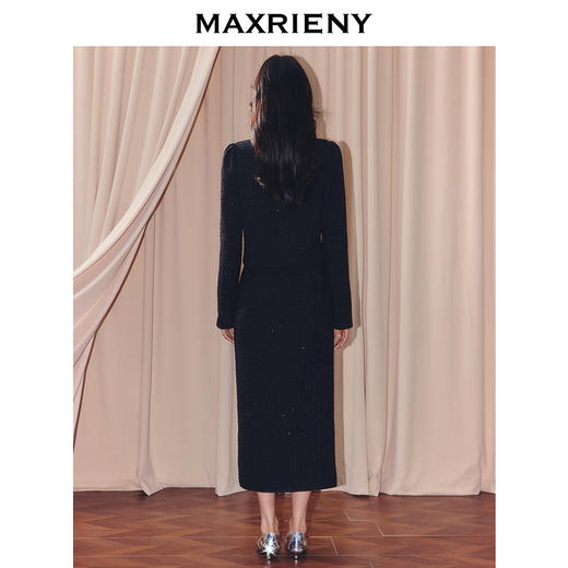 MAXRIENY小香风花纱半裙25秋款职场通勤感穿搭H型高腰直筒裙(货号:MF86SK503) 商品图3