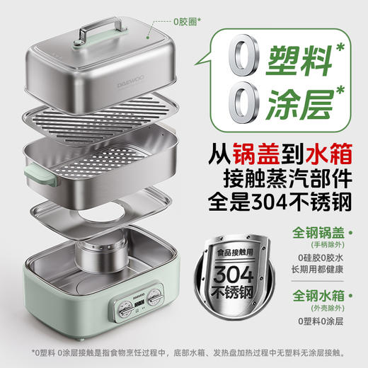 大宇多功能蒸煮炖一体三层可拆洗304不锈钢18L 电蒸锅S30 商品图1