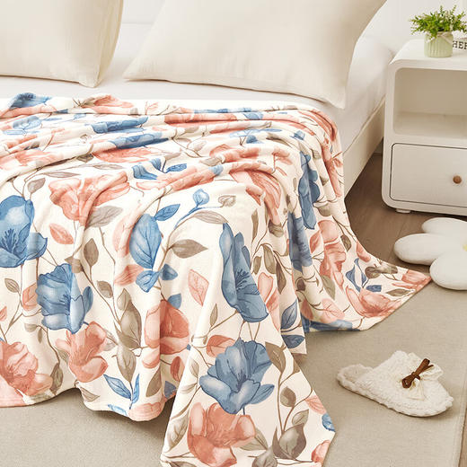 【多样屋专柜】梦洁法兰绒毯拾花亲肤暖绒毯午睡毯180*200cm 商品图1