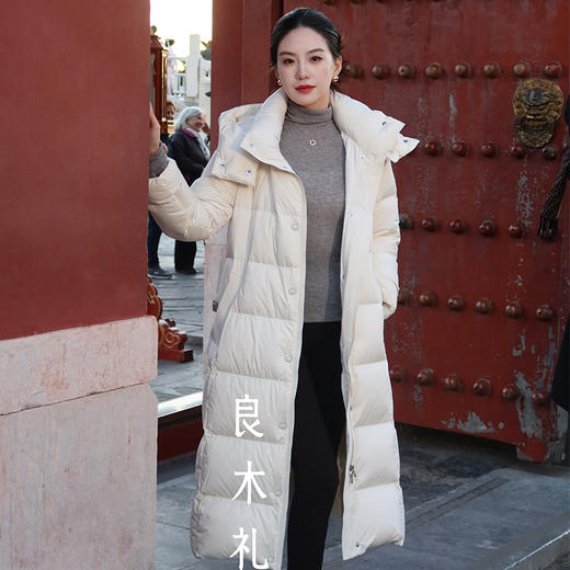 【特价不退换】【预售7天】良木礼长款收腰鹅绒服（腰带）（D25103910） 商品图0