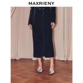 MAXRIENY小香风花纱半裙25秋款职场通勤感穿搭H型高腰直筒裙(货号:MF86SK503)