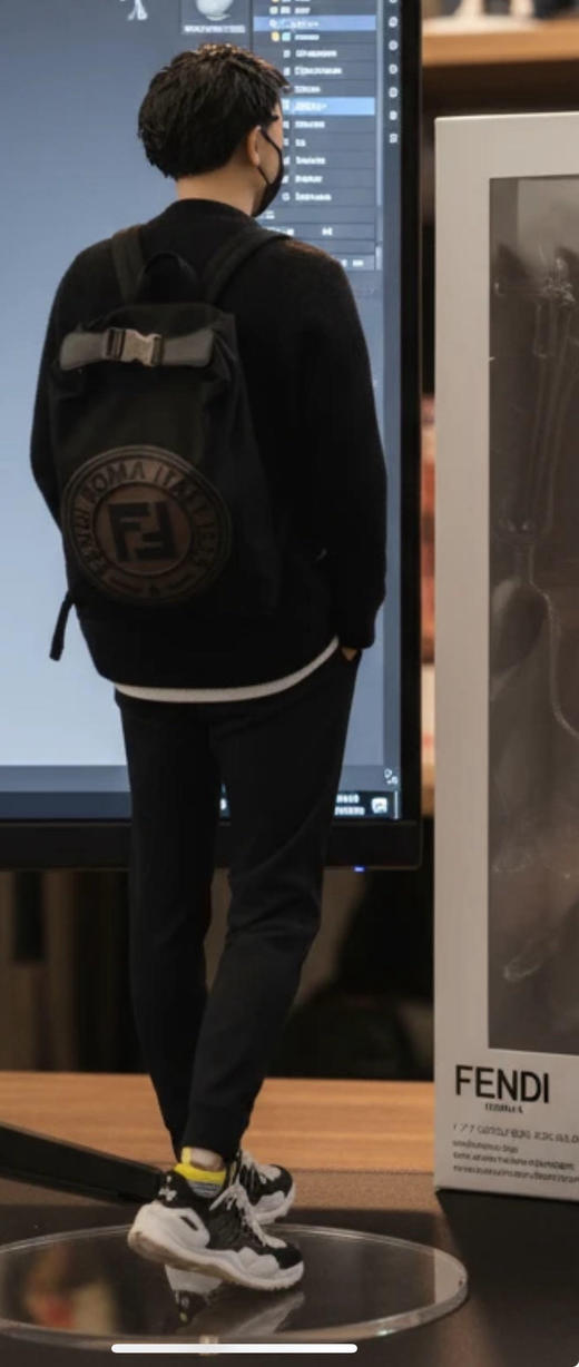 Fendi Roma Italy 1925 黑色 帆布 双肩包 商品图1