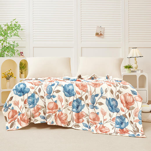 【多样屋专柜】梦洁法兰绒毯拾花亲肤暖绒毯午睡毯180*200cm 商品图0