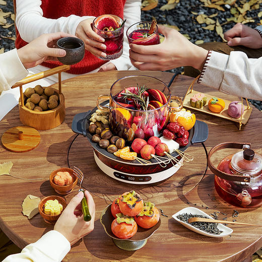 蓝宝（BLAUPUNKT）仿真碳火围炉煮茶器套装全玻璃0胶水养生壶恒温电陶炉露营家用野营电围炉 商品图3