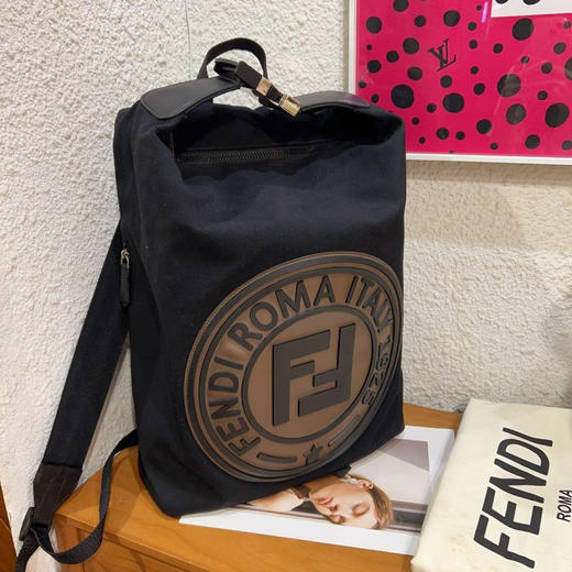 Fendi Roma Italy 1925 黑色 帆布 双肩包 商品图0