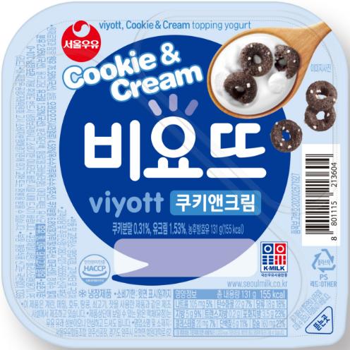 首尔 代餐酸奶可可曲奇圈131g서울우유 비요뜨  쿠키엔크림131g 商品图0