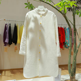 【抖音专属】新中式衬衫连衣裙（19810141-山矾）
