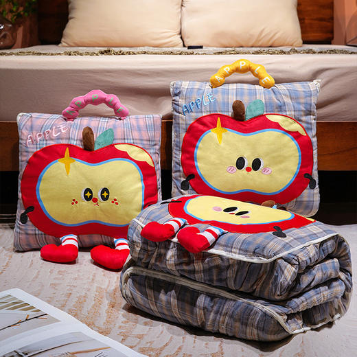 自然醒大眼红苹果格子布抱枕被QYL 商品图13