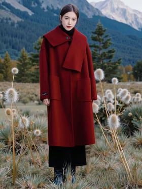 送围巾【轻奢双面尼】2505 100%绵羊毛简约高端双面尼大衣-喜出