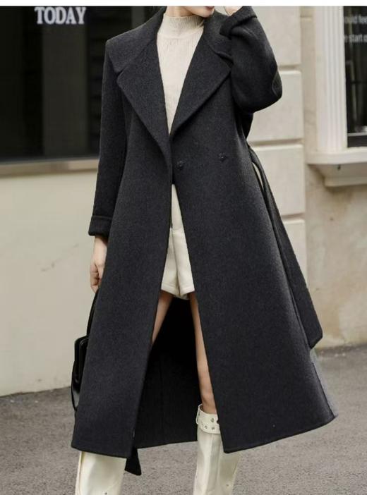 【轻奢双面尼】2504 100%高支羊毛翻领长款双面尼大衣-喜出 商品图1