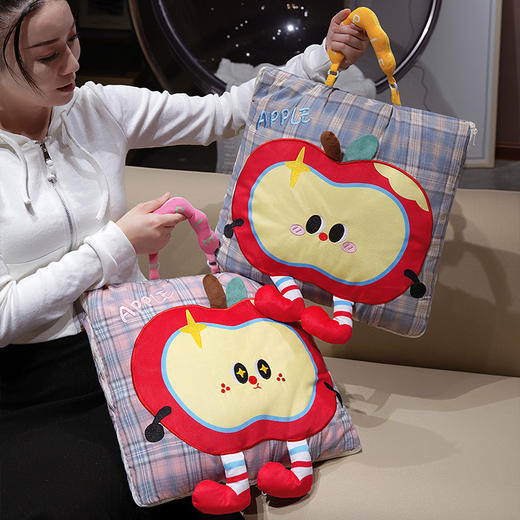 自然醒大眼红苹果格子布抱枕被QYL 商品图10
