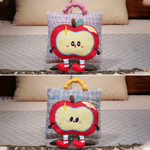 自然醒大眼红苹果格子布抱枕被QYL 商品图6