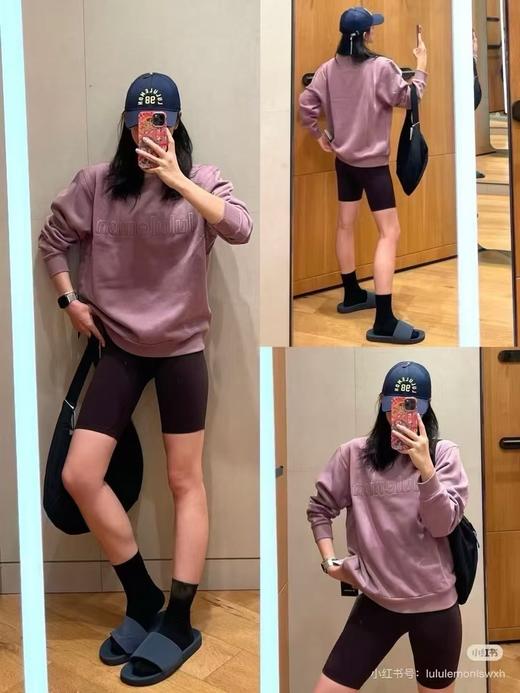 现货 LULU露露‮字⁠家‬‎母徽标‮绣⁠刺‬‎圆领‮绒⁠加‬‎‮衣⁠卫 商品图5