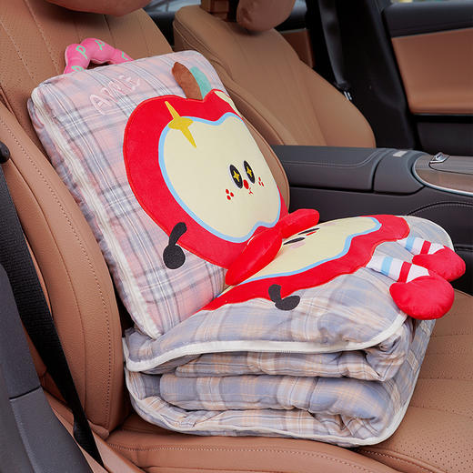 自然醒大眼红苹果格子布抱枕被QYL 商品图7