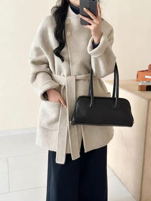 【轻奢双面尼】2507/2502（100%羊毛）韩系立领赫本风中款双面尼大衣-喜出 商品图3