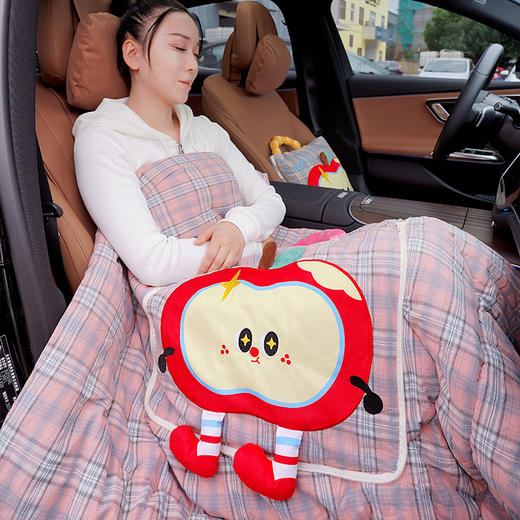 自然醒大眼红苹果格子布抱枕被QYL 商品图11