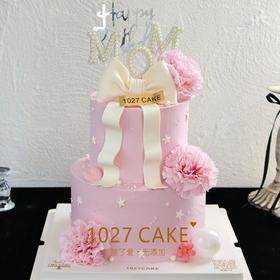 1027CAKE | 翻糖蝴蝶结蛋糕  双层 粉色少女心 妈妈 母亲节