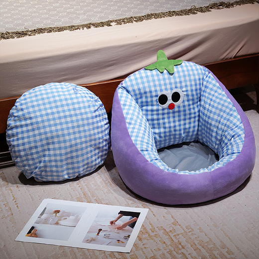 自然醒大眼茄子泡泡格蒲团坐垫QYL 商品图14