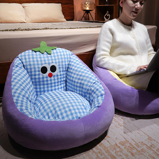 自然醒大眼茄子泡泡格蒲团坐垫QYL 商品图10