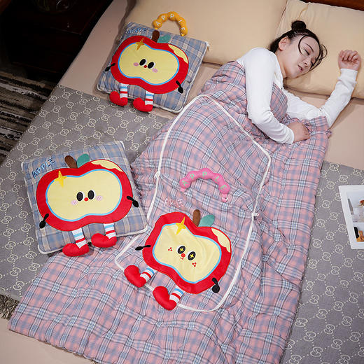 自然醒大眼红苹果格子布抱枕被QYL 商品图9