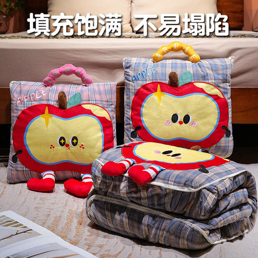 自然醒大眼红苹果格子布抱枕被QYL 商品图4