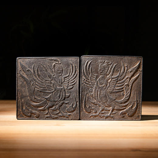 北齐古邺城“羽人”古砖制对砚（一套两方） 商品图9