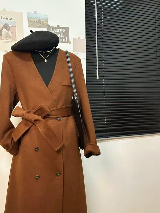 【轻奢双面尼】2509（90%羊毛➕10%天丝）大女主气质长款双面尼大衣-喜出 商品图2