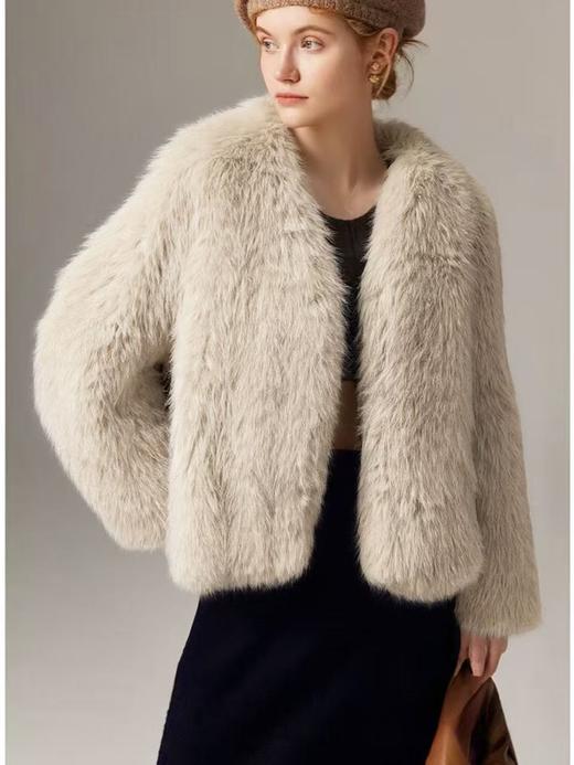 加厚【环保皮草】P113毛茸茸高级感皮毛一体短款皮草外套-喜出 商品图0