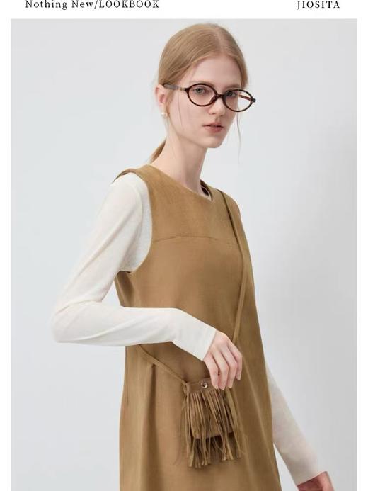 418良粉节|2026 活动爆款 不支持退【自营】不参与退货清仓处理！（赠送包包）5002麂皮绒圆领复古背心连衣裙-喜出 商品图2