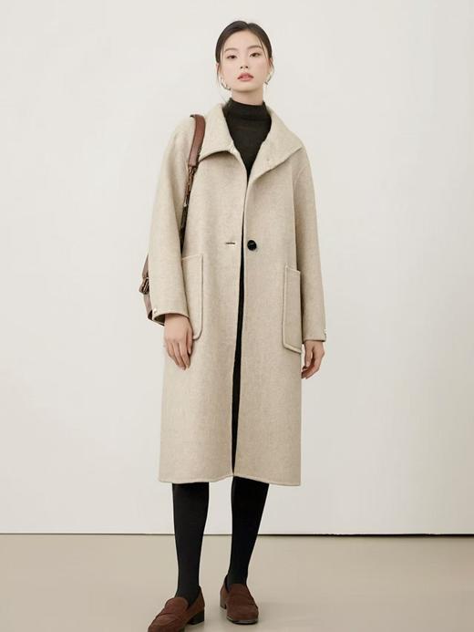 【轻奢双面尼】2529（100%羊毛）韩系赫本风斜扣双面尼大衣外套-喜出 商品图4