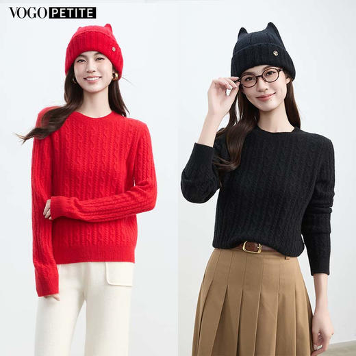 VogoPetite绞花针织衫100%山羊绒BP141F1106 商品图0