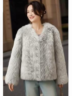 限时秒杀（不支持退，能接受下单）【环保皮草】P03简约皮毛一体秋冬大衣外套-喜出