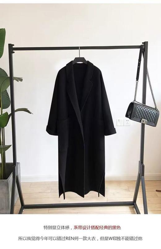 【轻奢双面尼】2524（100%羊毛）韩系简约腰带款侧开叉双面尼羊毛大衣-喜出 商品图1