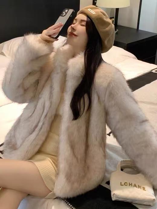 【环保皮草】P10立领染尖皮毛一体秋冬大衣外套-喜出 商品图0