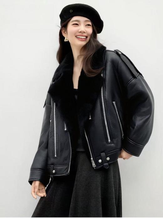 超厚款～加厚机车风皮毛一体爆款夹克外套-喜出 商品图0